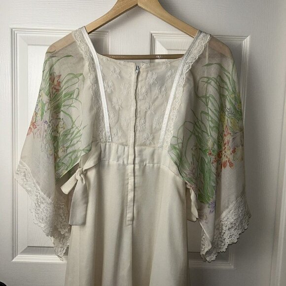Tere Tereba for Young Reflections Ivory Floral Hippy Boho Maxi Dress Size XS/S - Picture 7 of 12